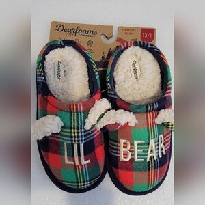 Dearfoams Plaid Lil Bear Slippers